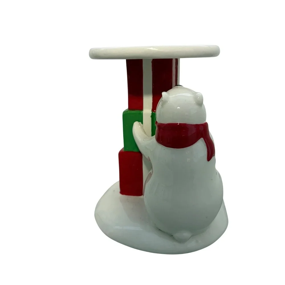 Bath & Body Works Polar Bear Penguin  Gift 3-Wick Candle Pedestal Holder XMAS